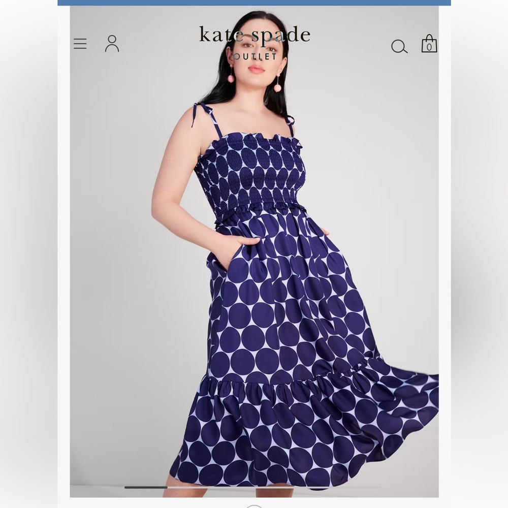 Kate Spade Joy Dot Silk Twill
Smocked Dress